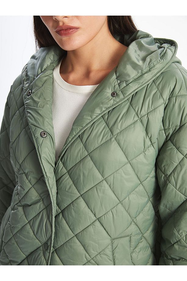 Kapüşonlu Kapitone Oversize Kadın Şişme Mont - 3