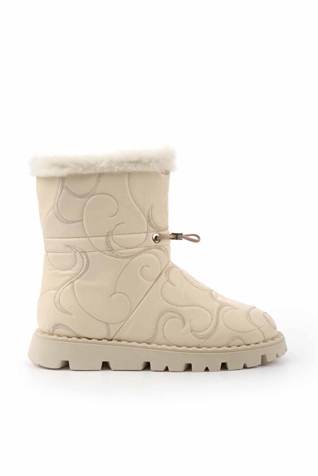 Bej Hakiki Deri Kadın Bot & Bootie K02410060203 - 2