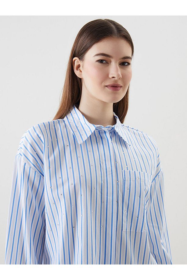 LCW Modest Taşlı Oversize Kadın Gömlek Tunik - 1