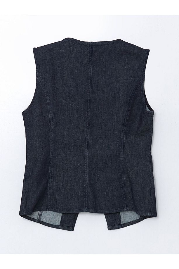 LCW Modest Bisiklet Yaka Kadın Jean Yelek - 7