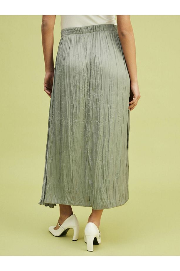 LCW Beli Lastikli Saten Kadın Etek Fast Moda - 5