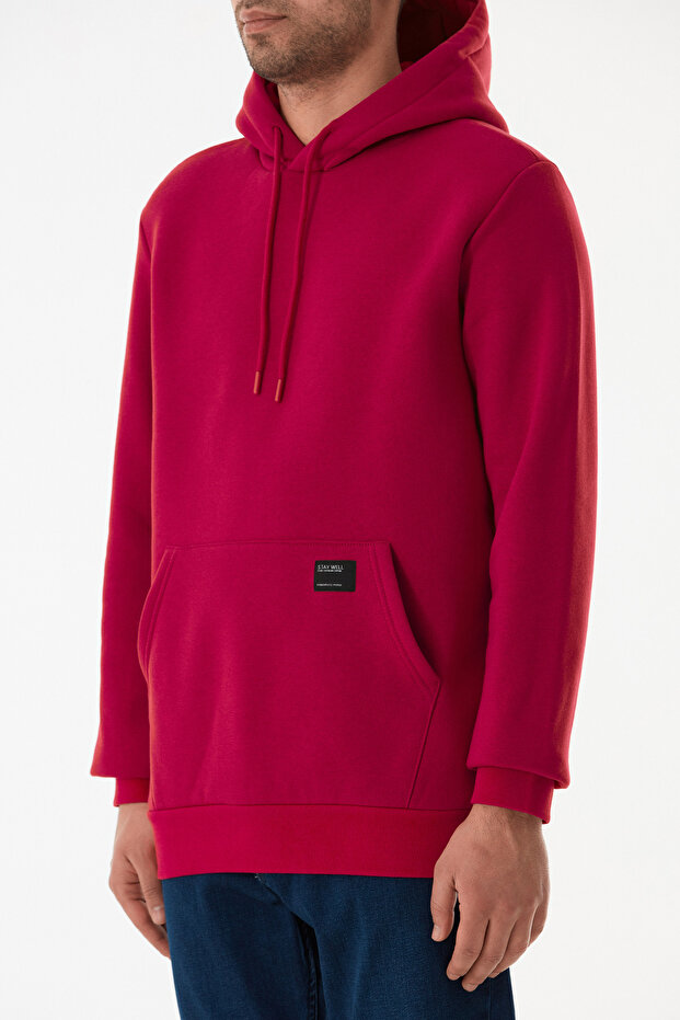 3 İplik Basic Kanguru Cepli Kapüşonlu Sweatshirt - 5
