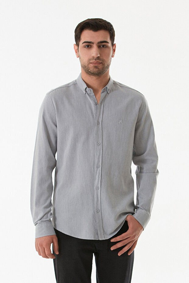 Basic Çizgili Düğmeli Gömlek - 1