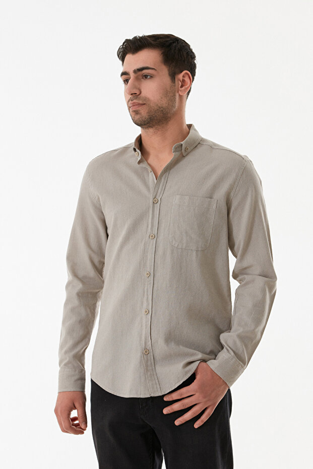 Basic Pocket Buttoned Shirt - 1