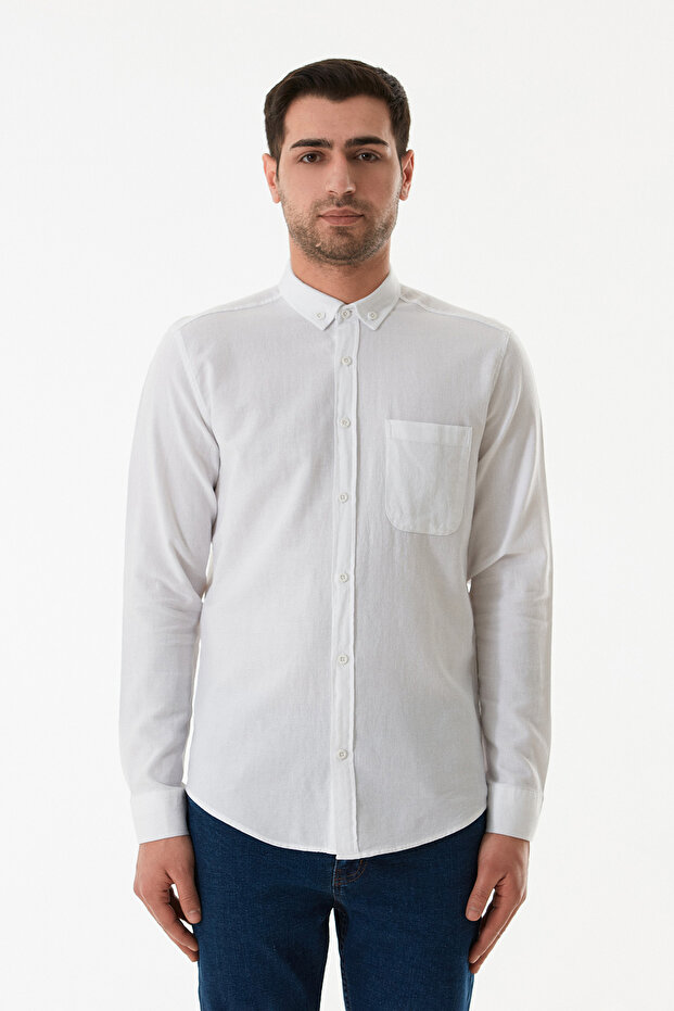 قميص أساسي بأزرار مع جيوب - 8