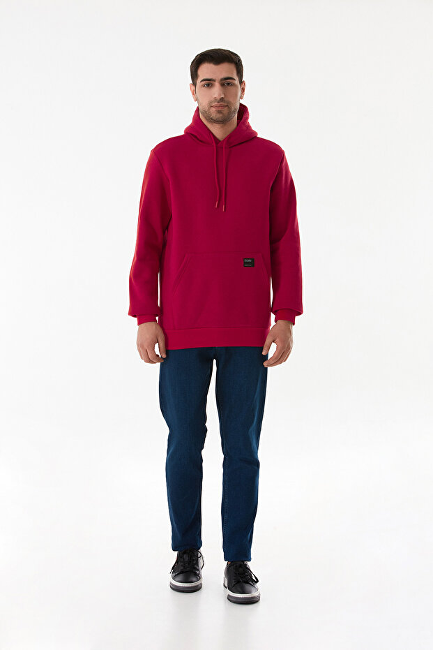 3 İplik Basic Kanguru Cepli Kapüşonlu Sweatshirt - 2