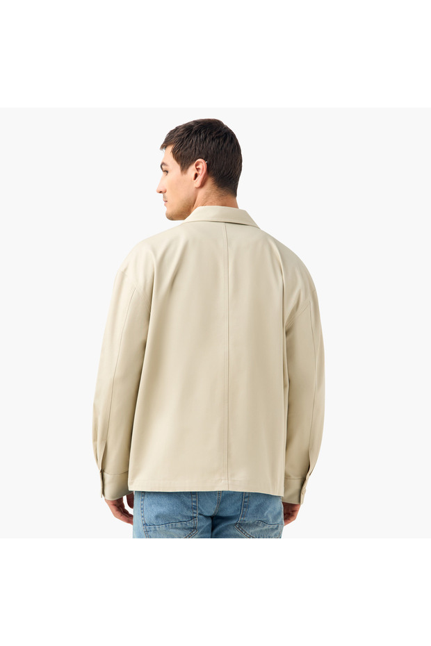 Shacket with Pockets and Button Closure - 3