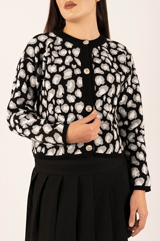 Leopard Pattern Crop Cardigan - 2