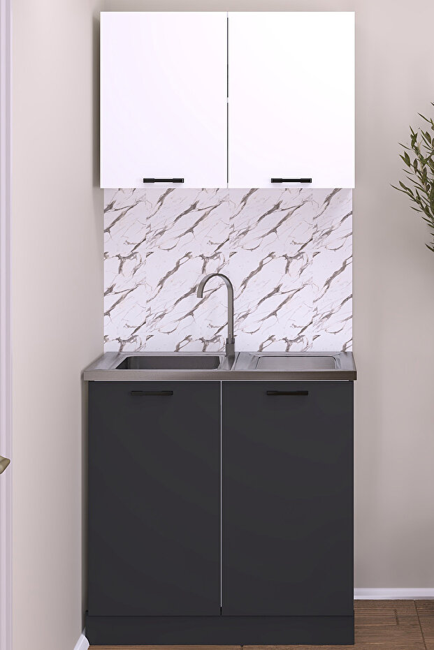 80 Cm Eylül Mutfak Evyeli Mini Mutfak Alt Üst Takım - 1