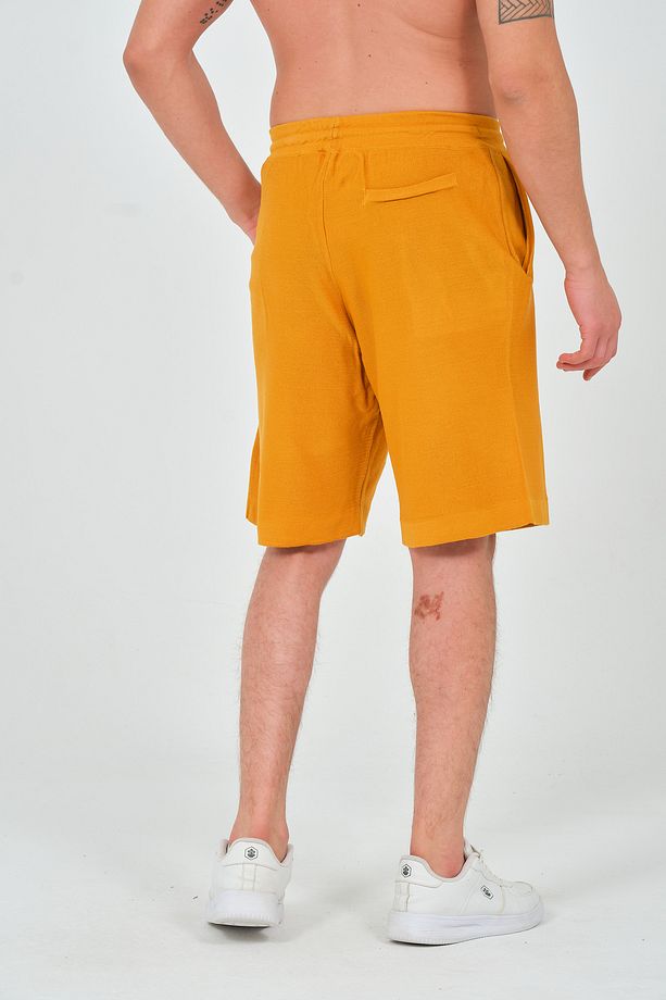 Unisex Relaxed Fit Hardal Sarısı Triko Örme Şort - 2