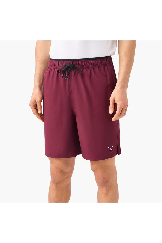 شورت سادة مع رباط للإغلاق وجيوب - 1