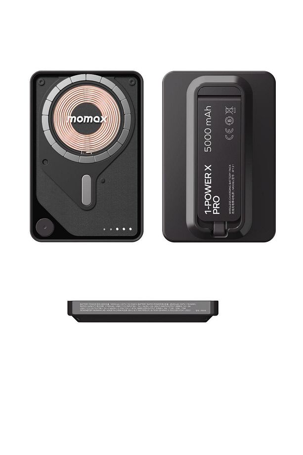 1-power x pro magnetic wireless battery pack (5000MAH) with stand and built-in usb-c cable (BLACK) - 6