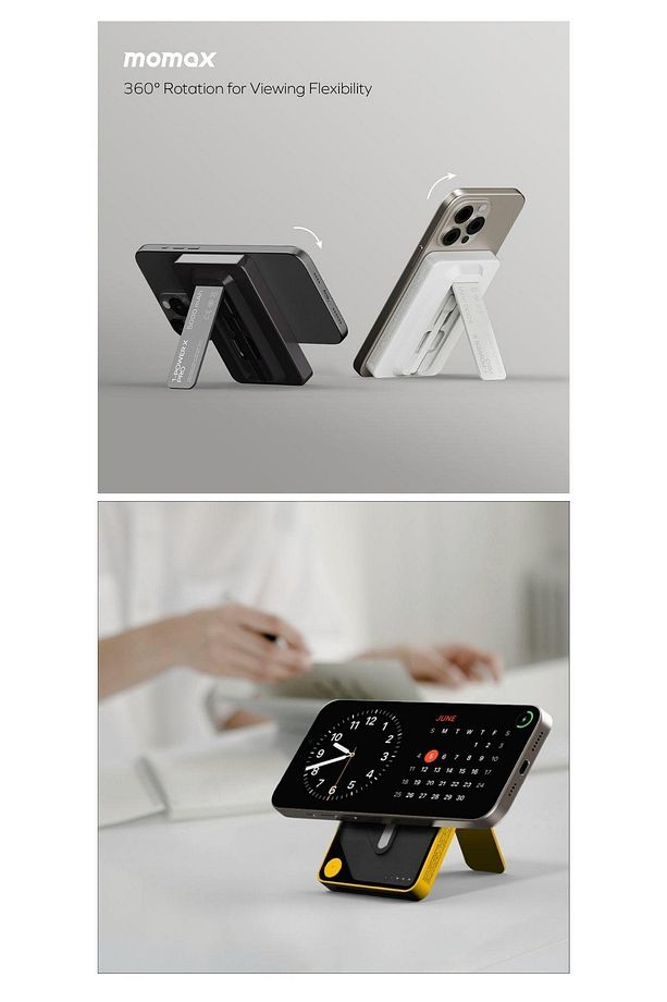 1-power x pro magnetic wireless battery pack (5000MAH) with stand and built-in usb-c cable (BLACK) - 8