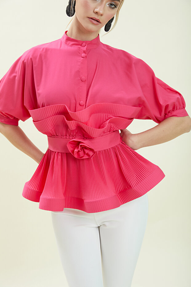 Hakim Yaka Pliseli Bluz - 2