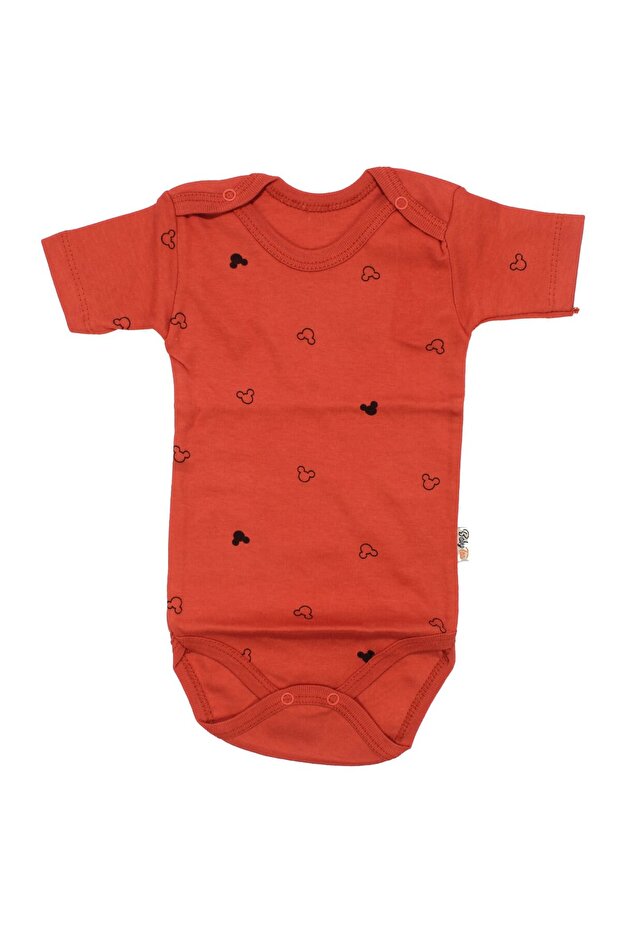 Unisex Orange Mouse Figured Short Sleeve Bodysuit