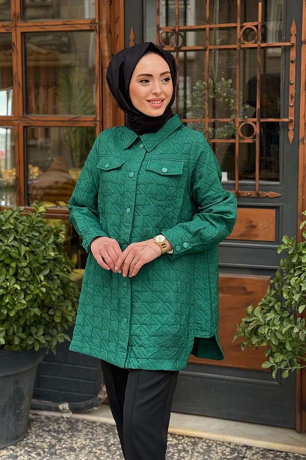 İNVEE Kapitone Gömlek 6827 Yeşil - 3