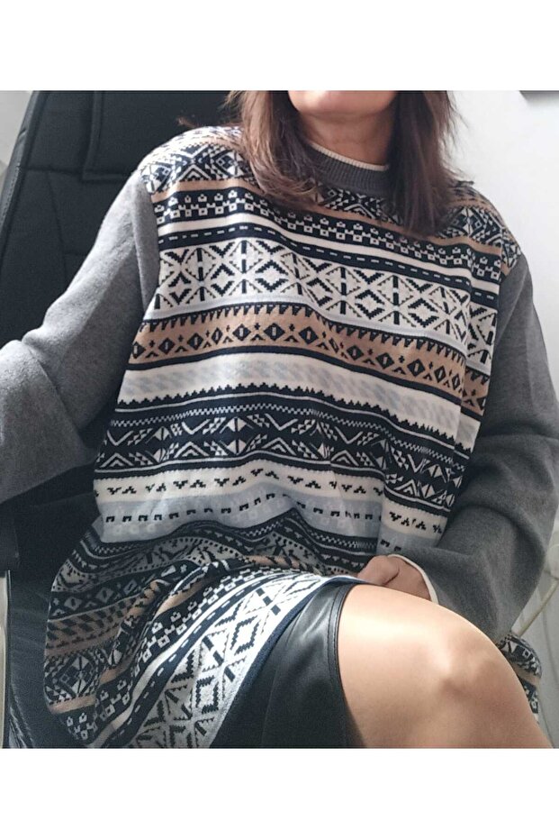 jakarlı over sıze kazak - 1