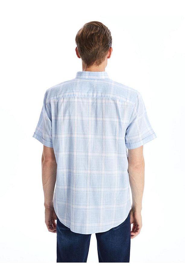 LCWAIKIKI Classic  Regular Fit Kısa Kollu Ekose Poplin Erkek Gömlek - 4