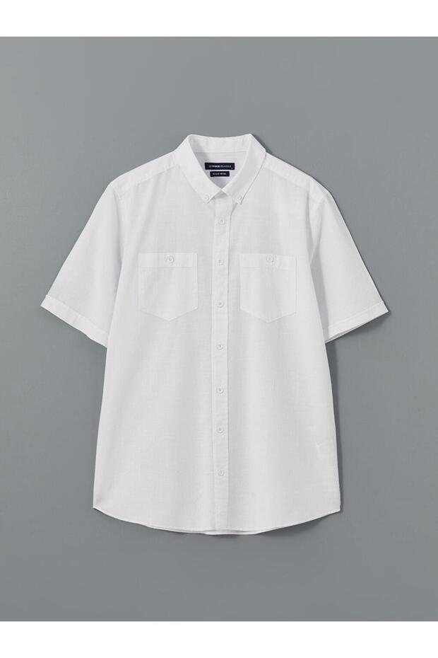 LCWAIKIKI Classic Regular Fit Kısa Kollu Poplin Erkek Gömlek - 5