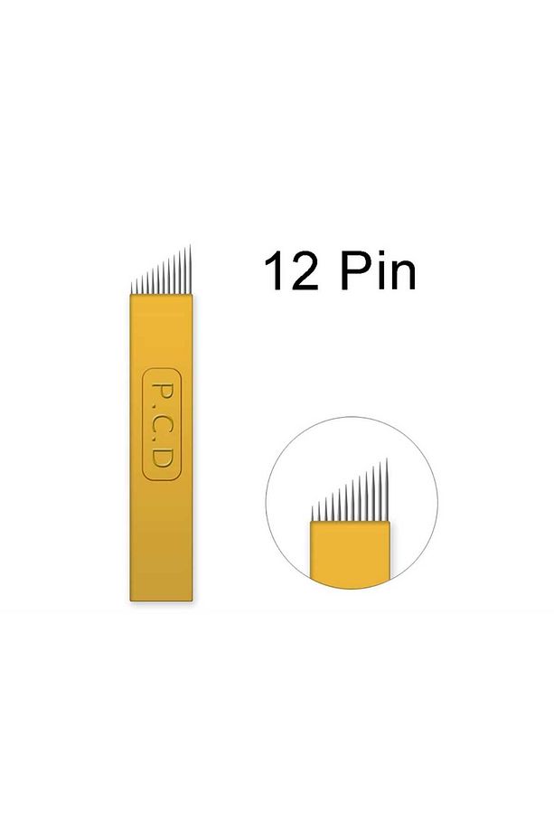 P.c.d Microblading Kalıcı Makyaj 12 Pin Sarı 5 Adet Kaş Dövme Iğne Mikroblading - 3