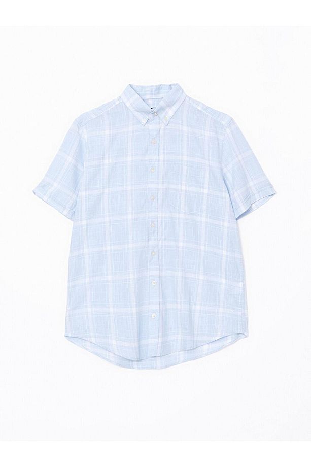 LCWAIKIKI Classic  Regular Fit Kısa Kollu Ekose Poplin Erkek Gömlek - 5