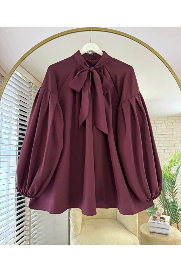 Collar Ribbon Detail Casual Tunic