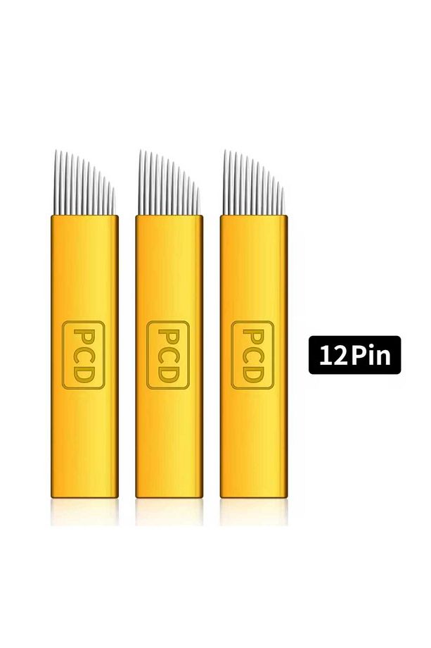P.c.d Microblading Kalıcı Makyaj 12 Pin Sarı 5 Adet Kaş Dövme Iğne Mikroblading - 2