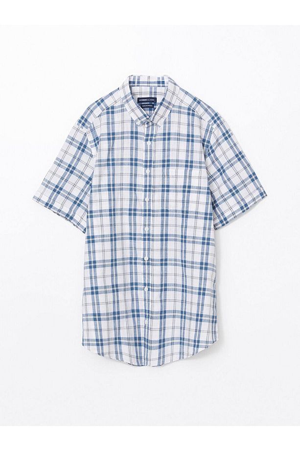 LCWAIKIKI Classic Regular Fit Kısa Kollu Ekose Poplin Erkek Gömlek - 5
