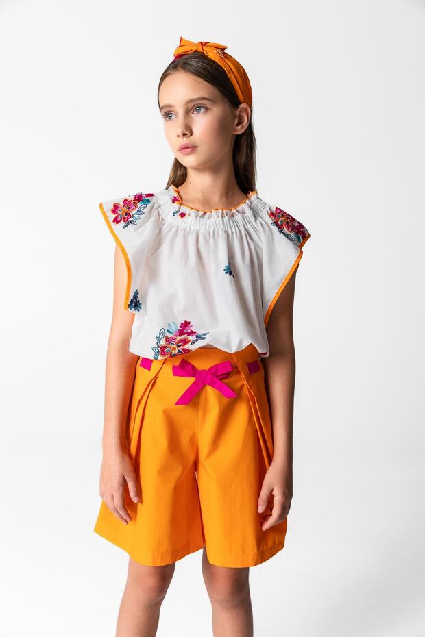 BG Store Kız Çocuk Oranj Şort - 1