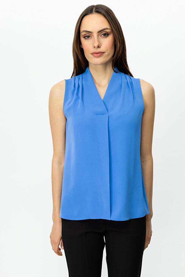 Omzu Drapeli Kolsuz Bluz - 1