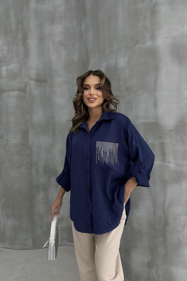 Women's Pocket Stonework Detail Shirt