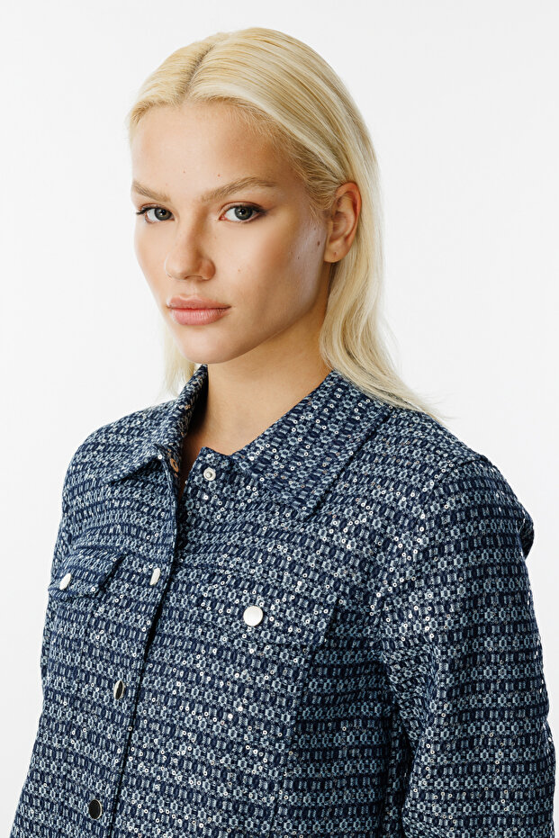 Kendinden Desenli Pullu Mont - 3