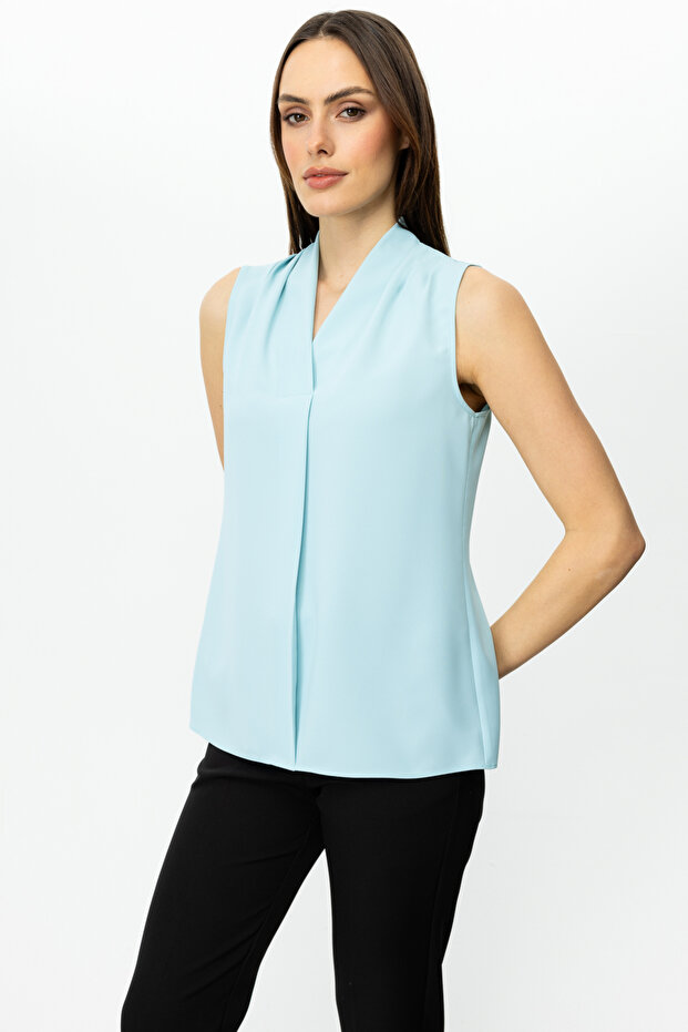 Omzu Drapeli Kolsuz Bluz - 2