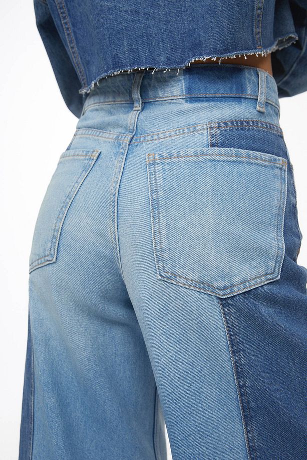 Geniş paça kırkyama jean - 5
