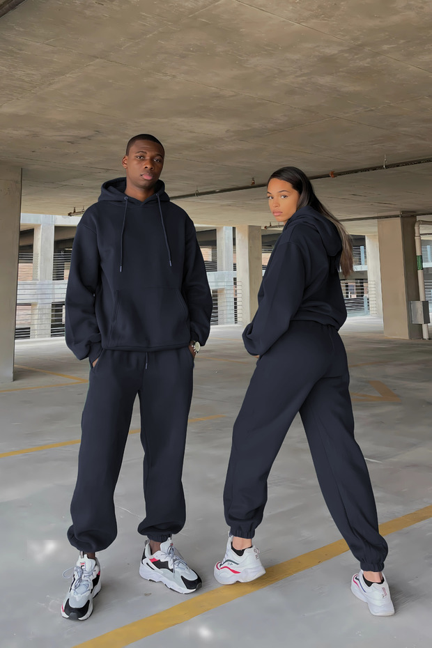 خاص للأزواج (مفرد) طقم بدلة رياضية أساسية غير مطبوعة - 1