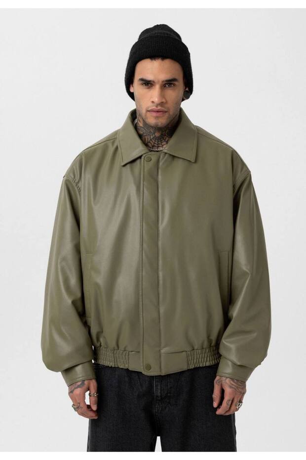 Vintage Unisex Khaki Oversize Balloon Sleeve Jacket