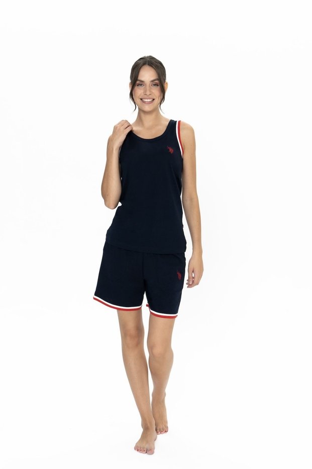U.S. Polo Assn. 20005 Women's Navy Blue Thick Strap Round Neck Shorts Suit