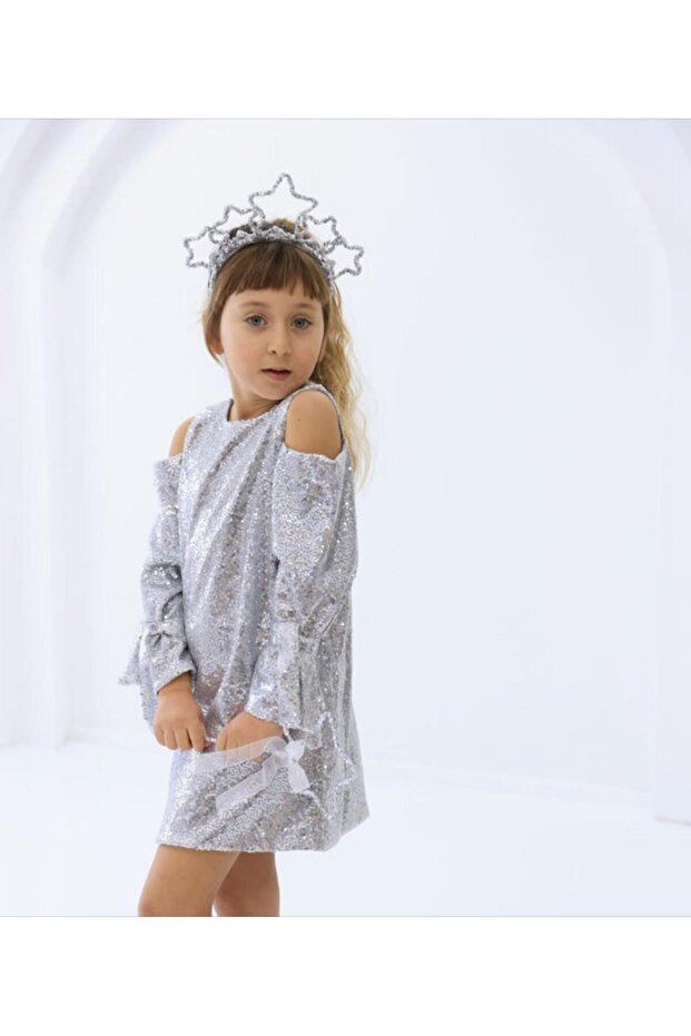 gümüş payet elbise - 2