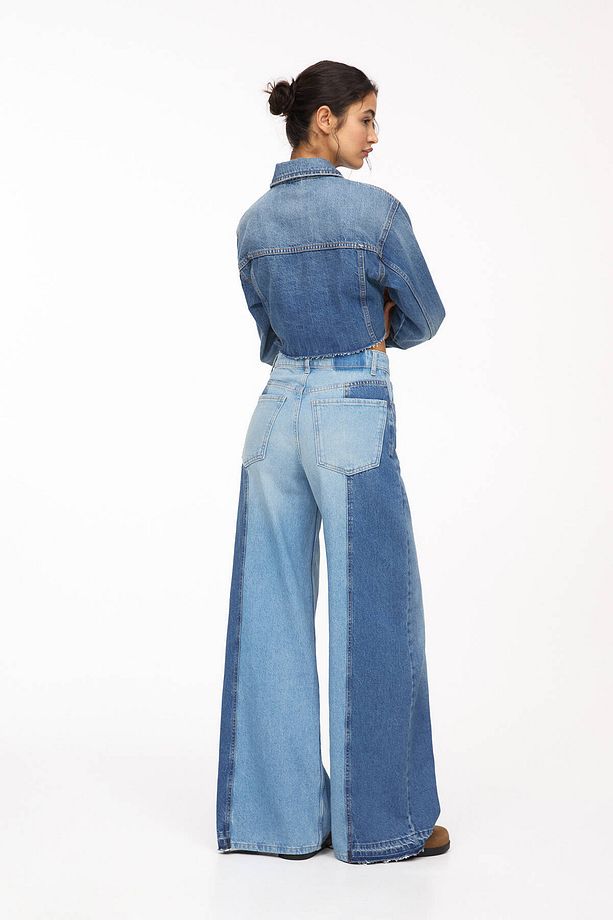 Geniş paça kırkyama jean - 4