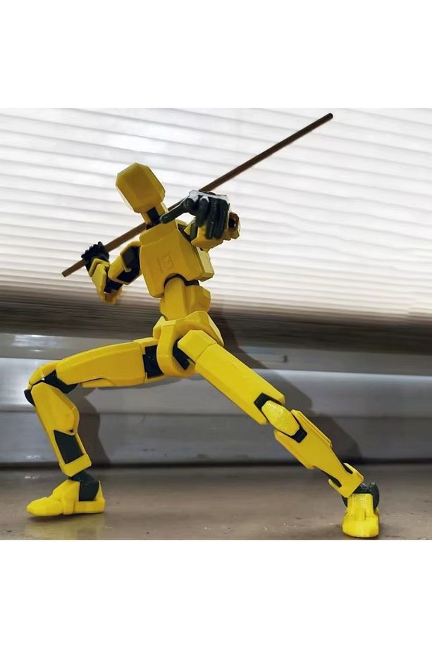 Çok Eklemli Hareketli Robot Yap Boz Kukla Aksiyon Figürleri Oyuncak Sarı Renk - 4