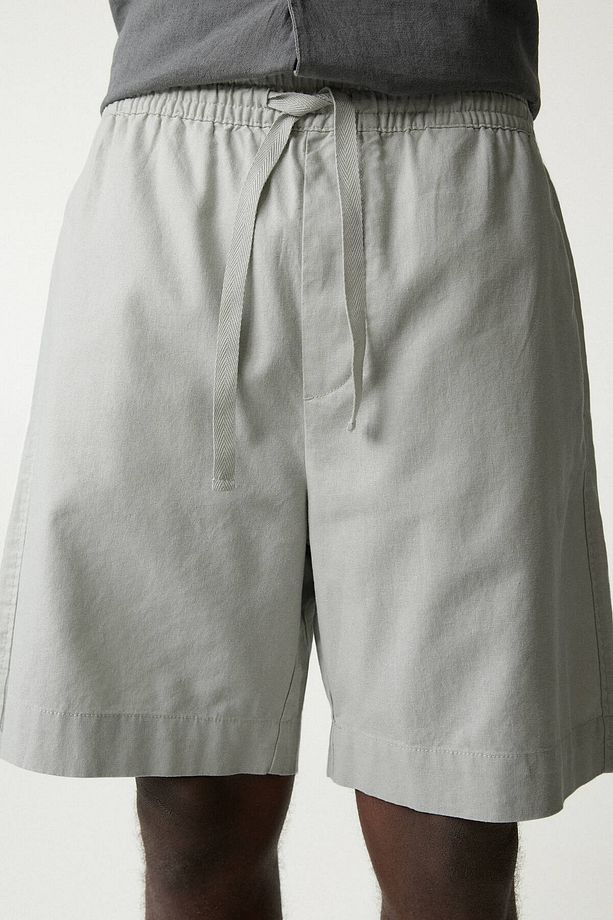 Keten karışımlı jogger bermuda şort - 4