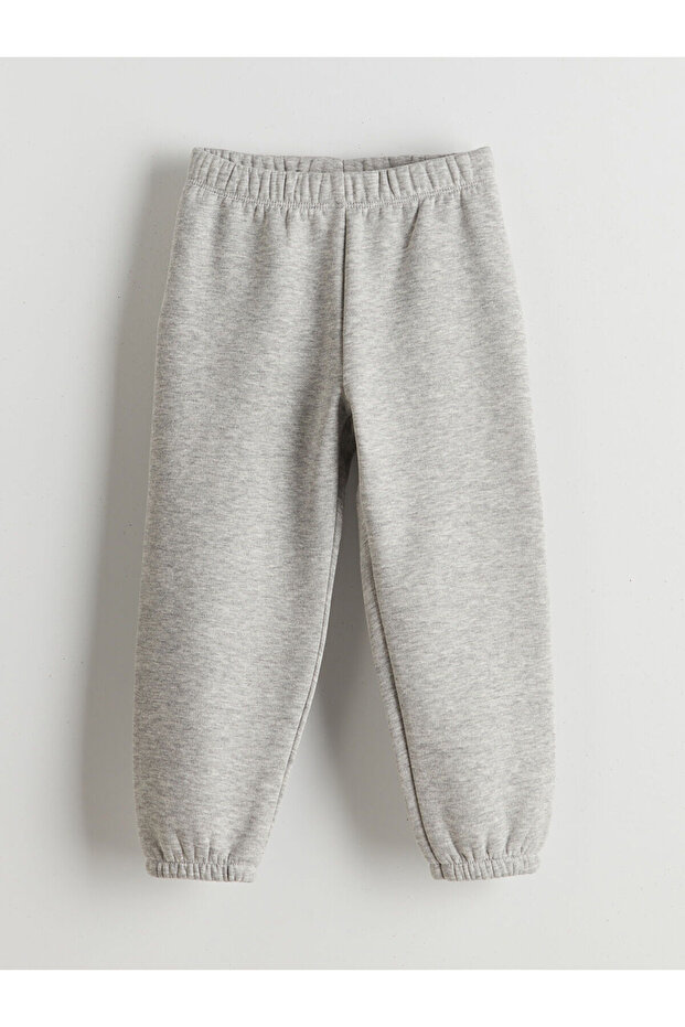 Gri Beli Lastikli Kız Çocuk Jogger Eşofman Alt 2'li - 3