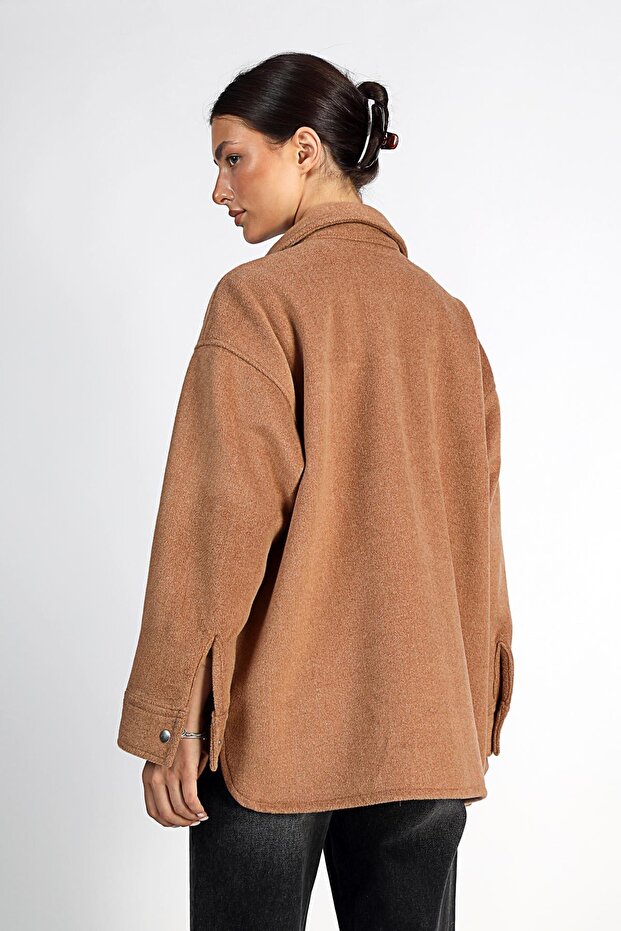 Paint Kadın Dokuma Ceket Taba - 4