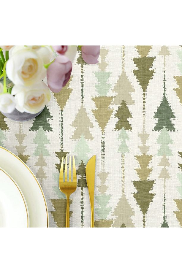 Canvas Pine Tree Bej Sıvı Geçirmez Leke Tutmaz Masa Örtüsü - 3