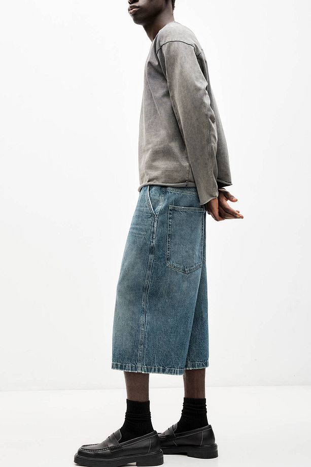 Süper baggy jean şort - 5