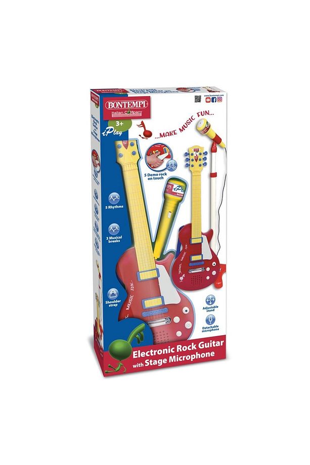 Elektronik Rock Gitar Tuşlu Telli Askılı Ayaklı Mikrofon Kırmızı - 3