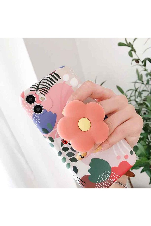 Popsocket Sevimli Çiçekler Desenli Telefon Tutacağı Sert Yüzey Yapışkanlı Parmak Tutucu - 4