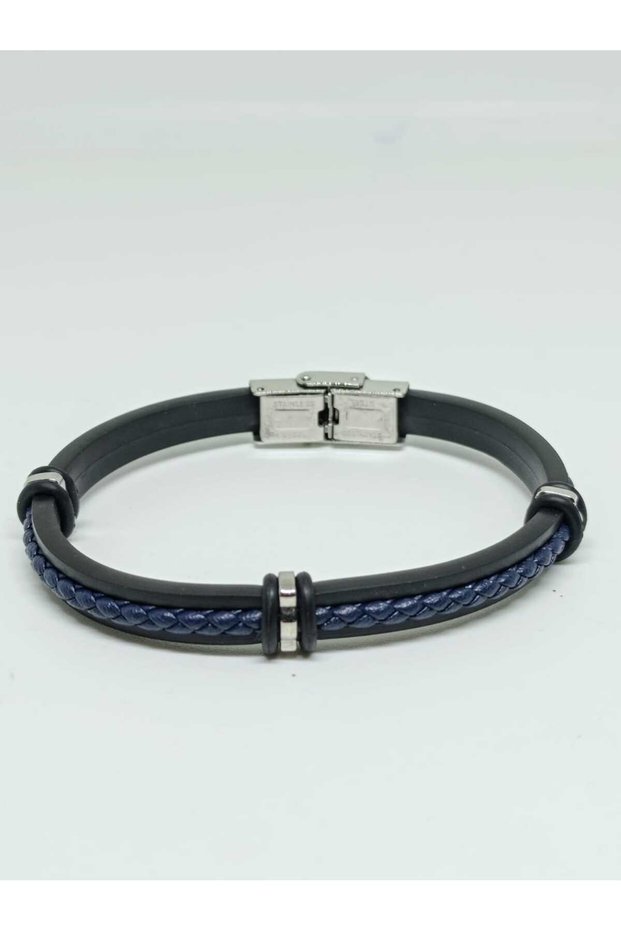 Men's Vegan Surgical Steel Bracelet, Navy Blue Braided, 20 cm No 2