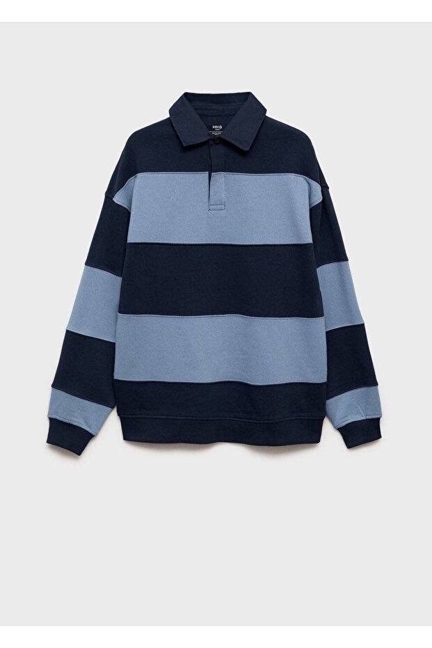 Çizgili polo yaka sweatshirt - 3