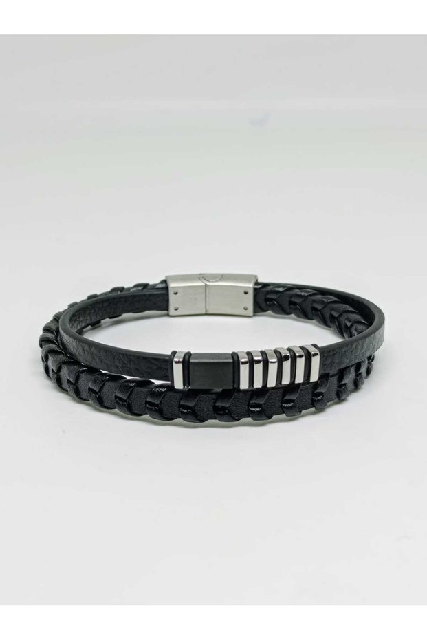 Men's Vegan Surgical Steel Bracelet, 2-Piece Braided Model 20 cm No 8